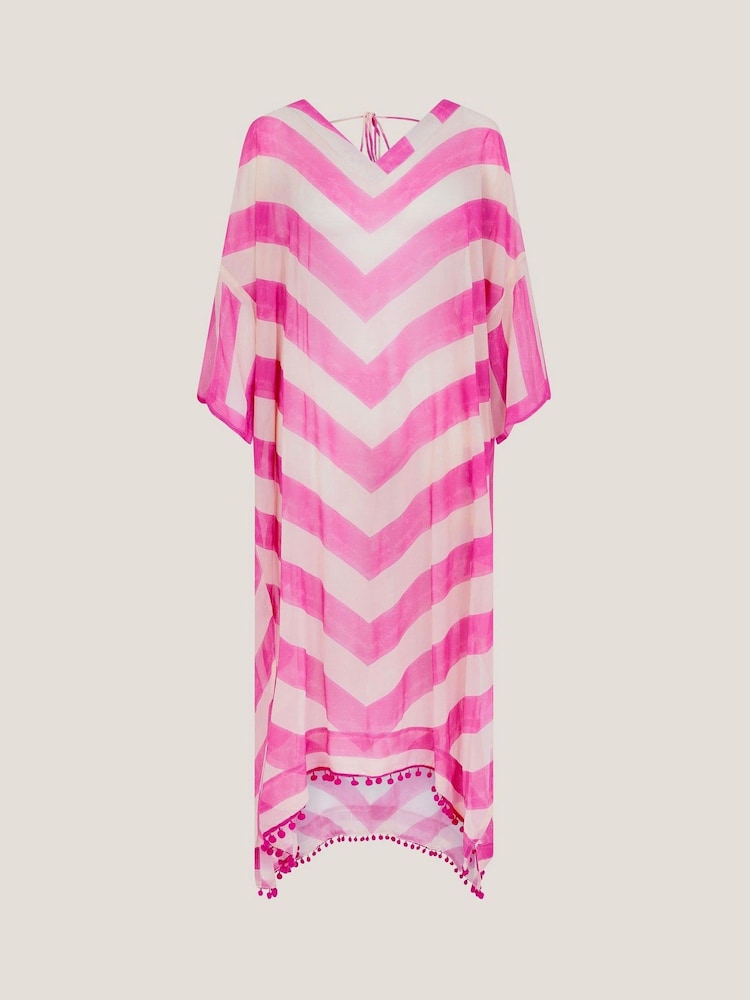 Monsoon Pink Sorcha Chevron Stripe Kaftan Dress - Image 5 of 5