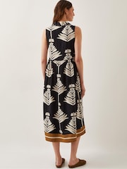 Monsoon Pamela Sleeveless Leaf Print Midi Dress - Image 3 of 6