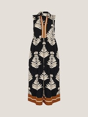 Monsoon Pamela Sleeveless Leaf Print Midi Dress - Image 6 of 6