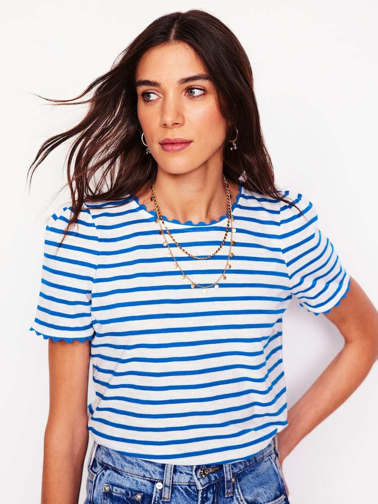 Boden Blue 100% Cotton Ali Ricrac T-Shirt - Image 1 of 5