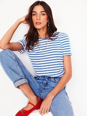 Boden Blue 100% Cotton Ali Ricrac T-Shirt - Image 2 of 5