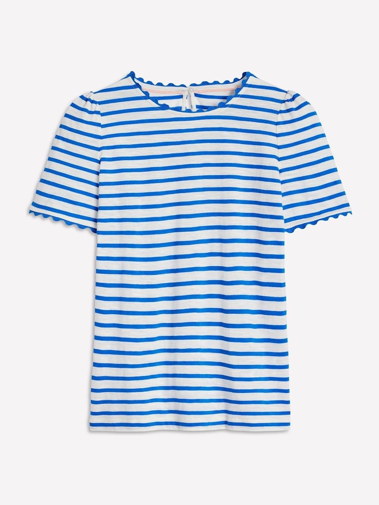 Boden Blue 100% Cotton Ali Ricrac T-Shirt - Image 5 of 5