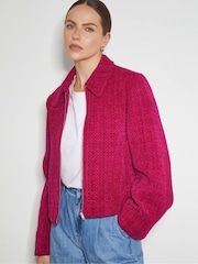 Monsoon Pink Teagan Tweed Crop Jacket - Image 3 of 5