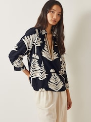 Monsoon Black Pamela Leaf Print Top - Image 1 of 5