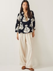 Monsoon Black Pamela Leaf Print Top - Image 2 of 5