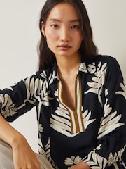 Monsoon Black Pamela Leaf Print Top - Image 3 of 5