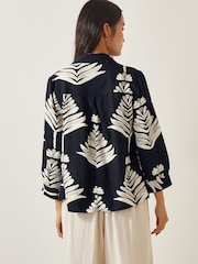 Monsoon Black Pamela Leaf Print Top - Image 4 of 5