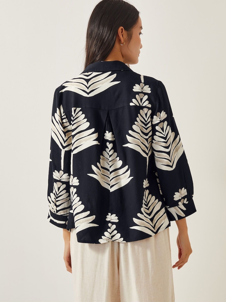 Monsoon Black Pamela Leaf Print Top - Image 4 of 5