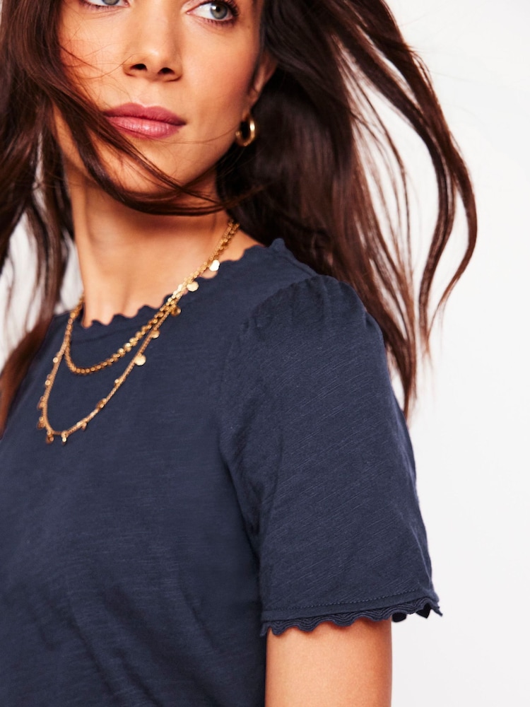 Boden Blue 100% Cotton Ali Ricrac T-Shirt - Image 2 of 5