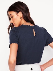 Boden Blue 100% Cotton Ali Ricrac T-Shirt - Image 3 of 5
