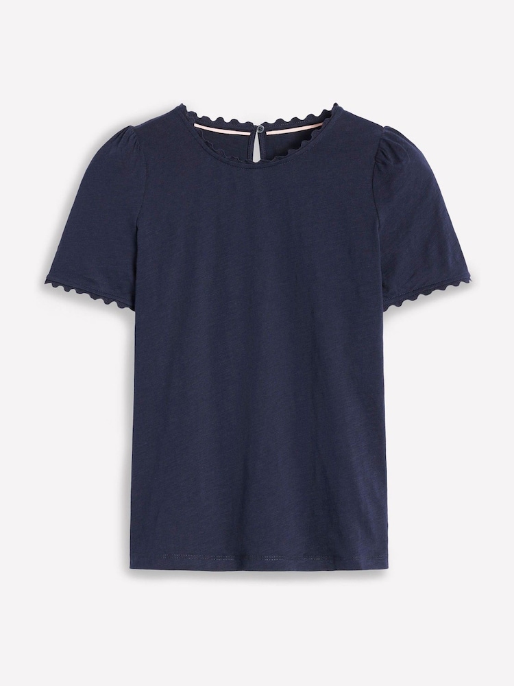 Boden Blue 100% Cotton Ali Ricrac T-Shirt - Image 5 of 5