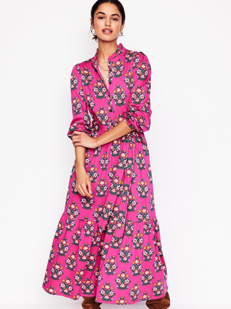 Boden Purple Willow Tiered Jersey Dress - Image 1 of 7 Boden Purple Willow Tiered Jersey Dress - Image 1 of 7