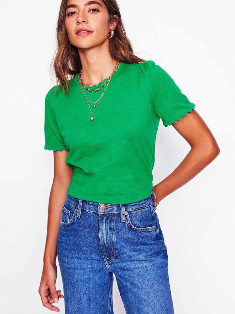 Boden Green 100% Cotton Ali Ricrac T-Shirt - Image 1 of 5 Boden Green 100% Cotton Ali Ricrac T-Shirt - Image 1 of 5
