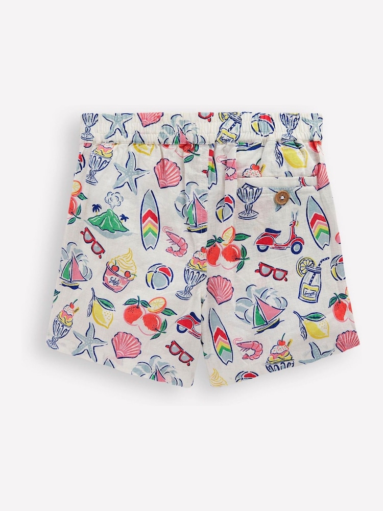 Boden Cream Cotton Linen Shorts - Image 2 of 3