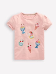 Boden Pink Puff Sleeve Superstitch 100% Cotton Top - Image 1 of 3