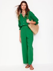 Boden Green Cropped Double Cloth 100% Cotton Trousers - Image 1 of 6