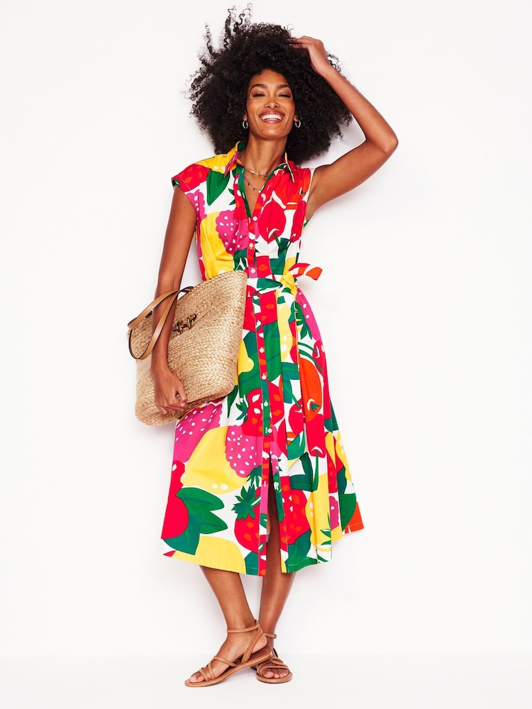 Boden Yellow Rachel 100% Cotton Midi Shirt Dress - Image 1 of 4
