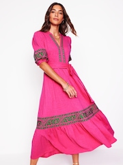 Boden Pink 100% Cotton Amara Embroidered Jersey Dress - Image 1 of 5