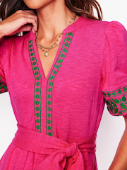 Boden Pink 100% Cotton Amara Embroidered Jersey Dress - Image 2 of 5
