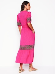 Boden Pink 100% Cotton Amara Embroidered Jersey Dress - Image 3 of 5