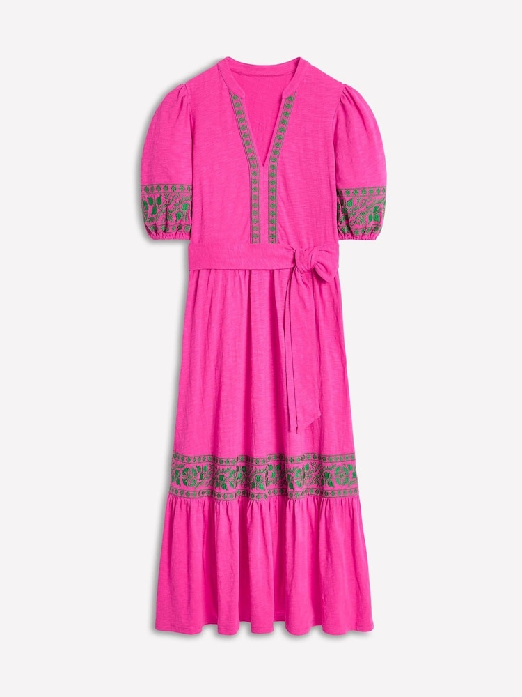 Boden Pink 100% Cotton Amara Embroidered Jersey Dress - Image 5 of 5