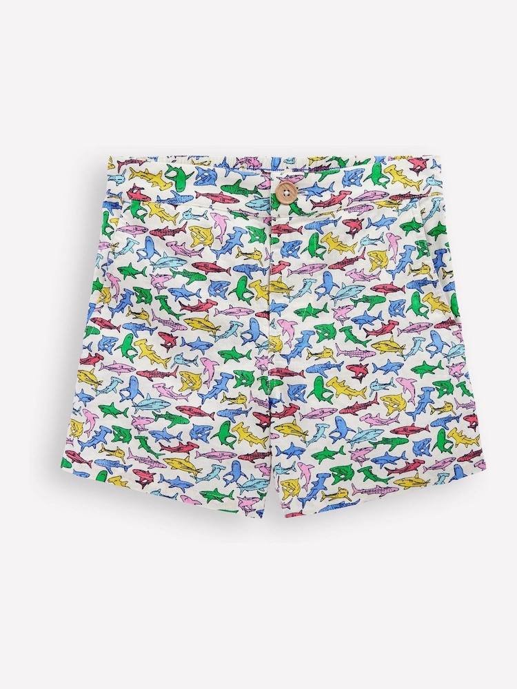 Boden White Cotton Linen Shorts - Image 3 of 4