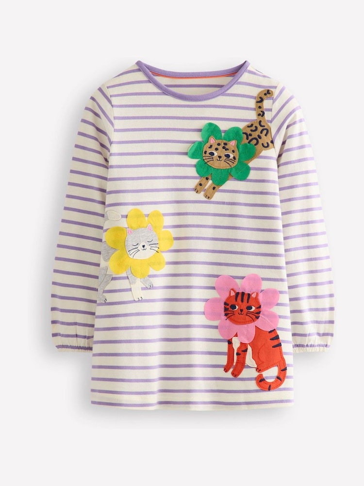 Boden Purple 100% Cotton Appliqué Jersey Tunic - Image 1 of 4