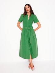 Boden Green 100% Cotton Amber Double Cloth Midi Dress - Image 1 of 6