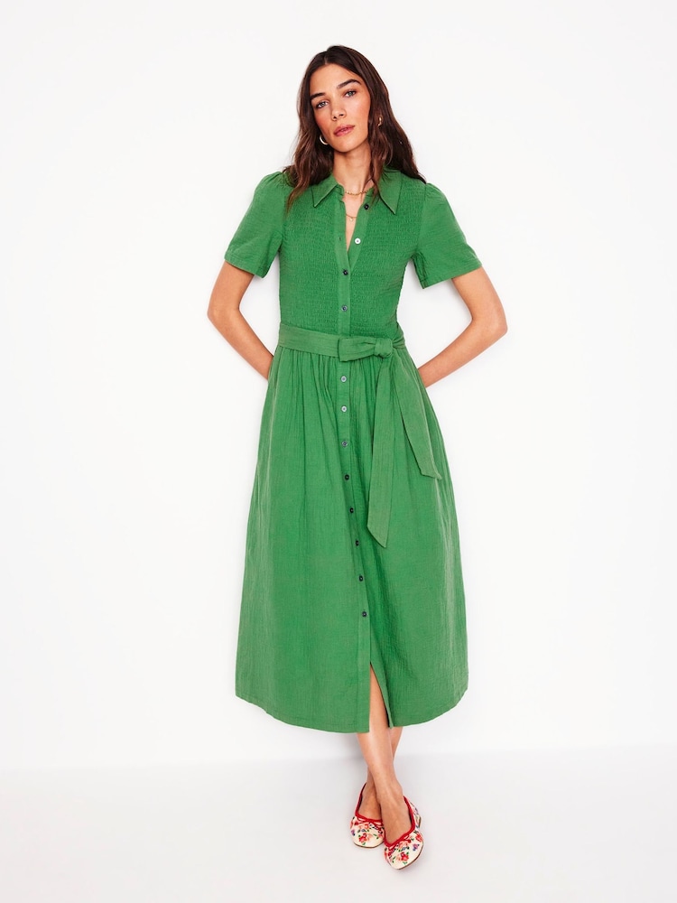 Boden Green 100% Cotton Amber Double Cloth Midi Dress - Image 1 of 6