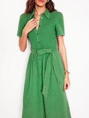 Boden Green 100% Cotton Amber Double Cloth Midi Dress - Image 2 of 6