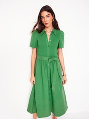 Boden Green 100% Cotton Amber Double Cloth Midi Dress - Image 5 of 6