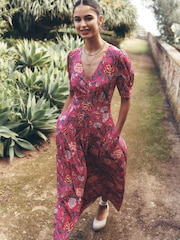 Boden Pink Kristen Pleated Jersey Dress - Image 1 of 7