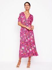 Boden Pink Kristen Pleated Jersey Dress - Image 2 of 7