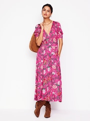 Boden Pink Kristen Pleated Jersey Dress - Image 3 of 7