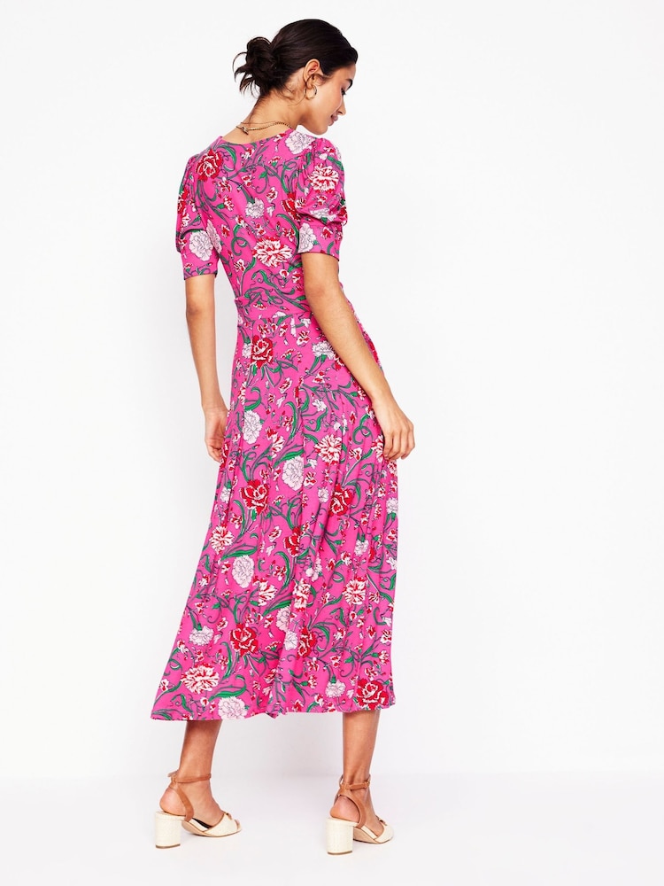 Boden Pink Kristen Pleated Jersey Dress - Image 4 of 7
