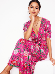 Boden Pink Kristen Pleated Jersey Dress - Image 5 of 7