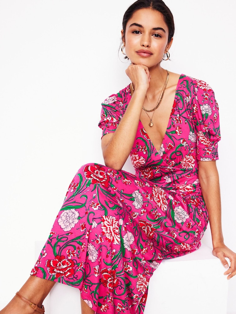Boden Pink Kristen Pleated Jersey Dress - Image 5 of 7