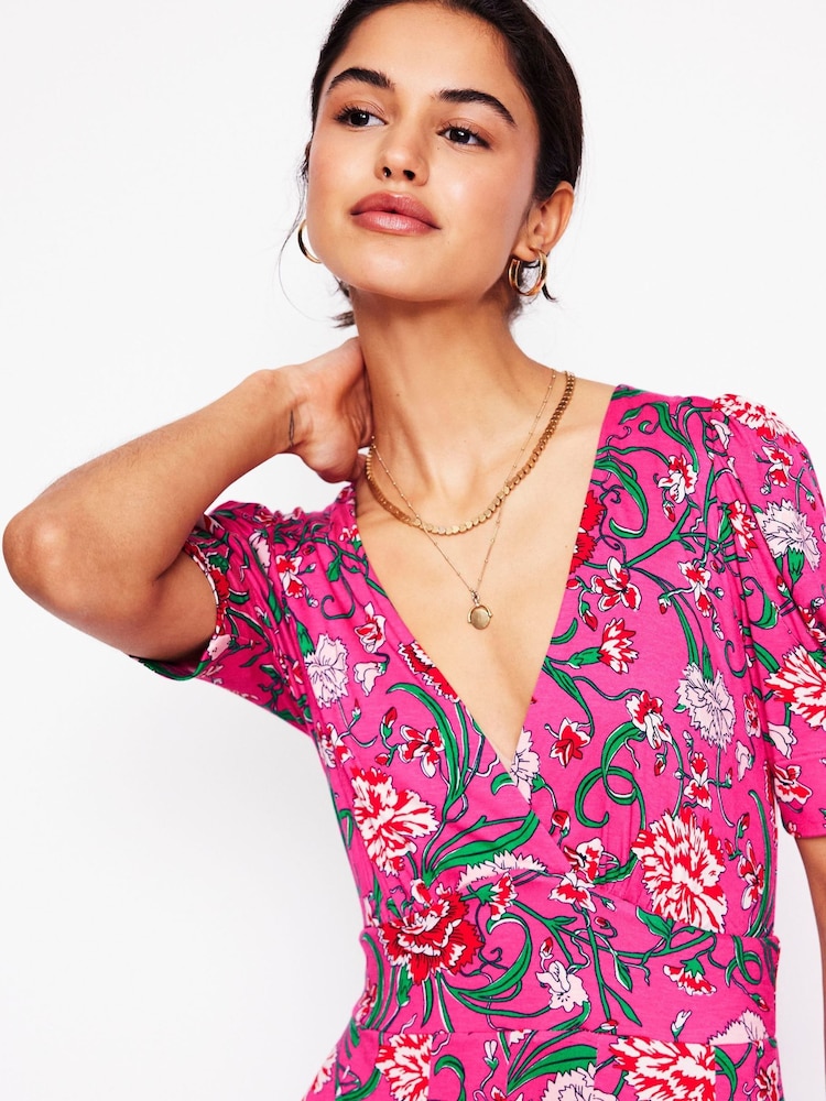 Boden Pink Kristen Pleated Jersey Dress - Image 6 of 7