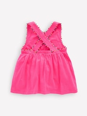 Boden Pink Frill Sleeve Pom 100% Cotton Dress - Image 2 of 3