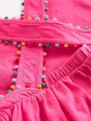 Boden Pink Frill Sleeve Pom 100% Cotton Dress - Image 3 of 3