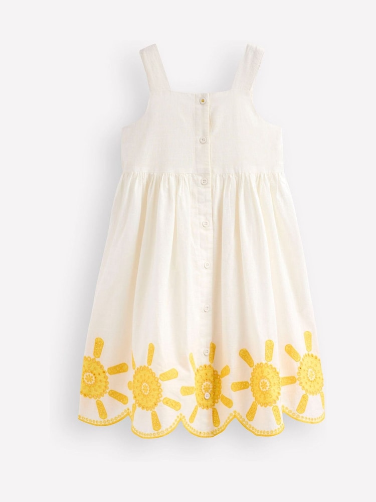 Boden Cream 100% Cotton Remy Button Through Dress - Image 3 of 4