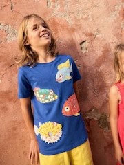 Boden Blue 100% Cotton Appliqué T-Shirt - Image 1 of 5