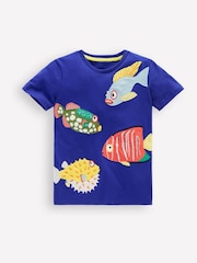 Boden Blue 100% Cotton Appliqué T-Shirt - Image 2 of 5