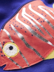Boden Blue 100% Cotton Appliqué T-Shirt - Image 5 of 5