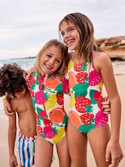Boden Red Cross-Back Printed Swimsuit - Image 2 of 5