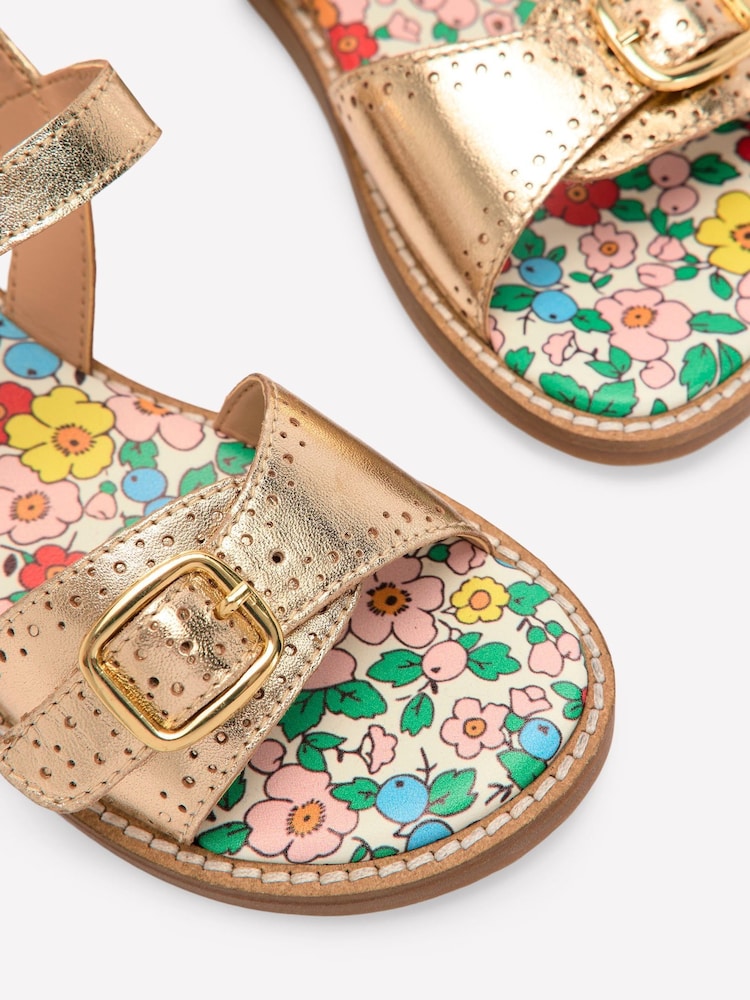 Boden Gold Leather Buckle Sandals - Image 3 of 3 Boden Gold Leather Buckle Sandals - Image 3 of 3