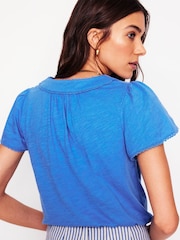Boden Blue 100% Cotton Ava Short Sleeve Top - Image 3 of 4