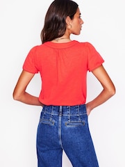 Boden Red 100% Cotton Ava Short Sleeve Top - Image 3 of 4