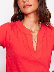 Boden Red 100% Cotton Ava Short Sleeve Top - Image 4 of 4