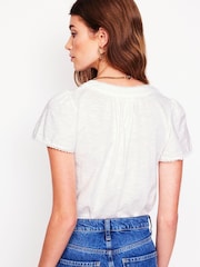 Boden White 100% Cotton Ava Short Sleeve Top - Image 3 of 4